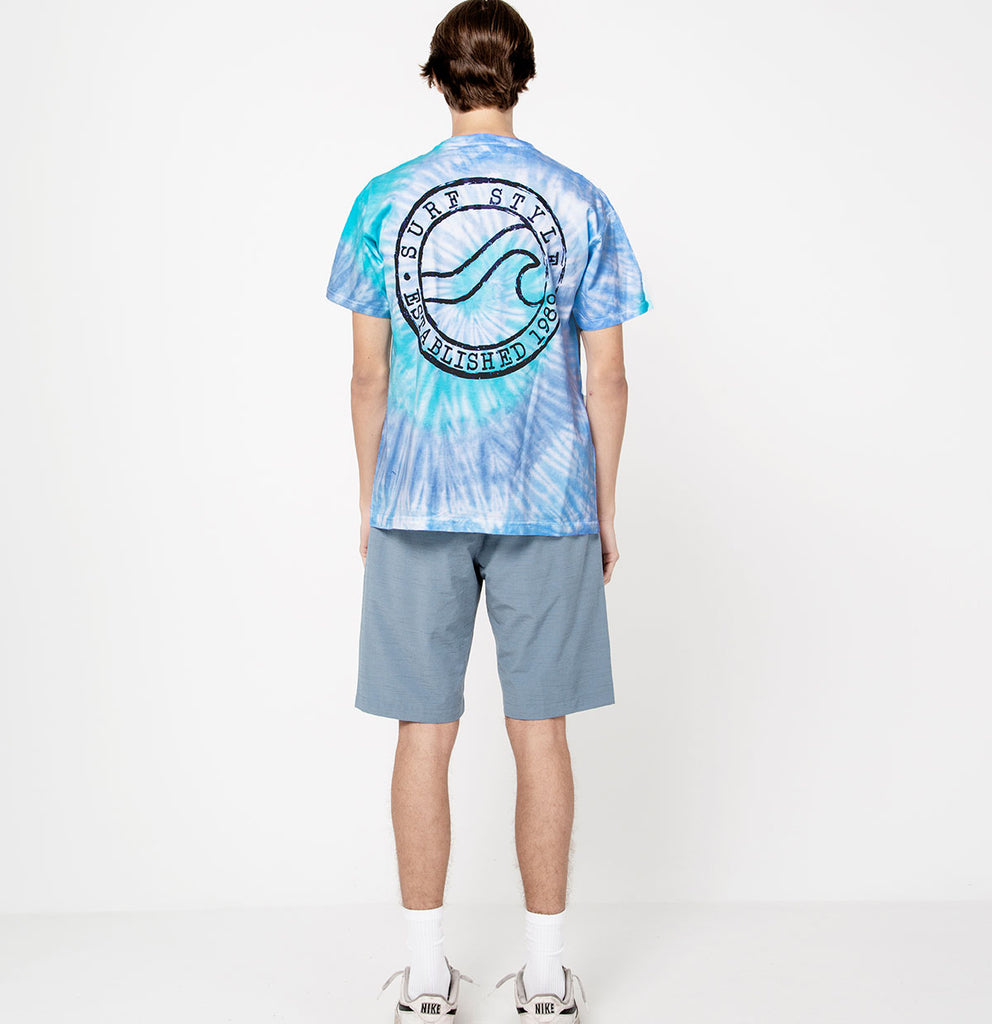 male back of surf style Lagoon Tie Dye Brushed Wave Surf Style Logo