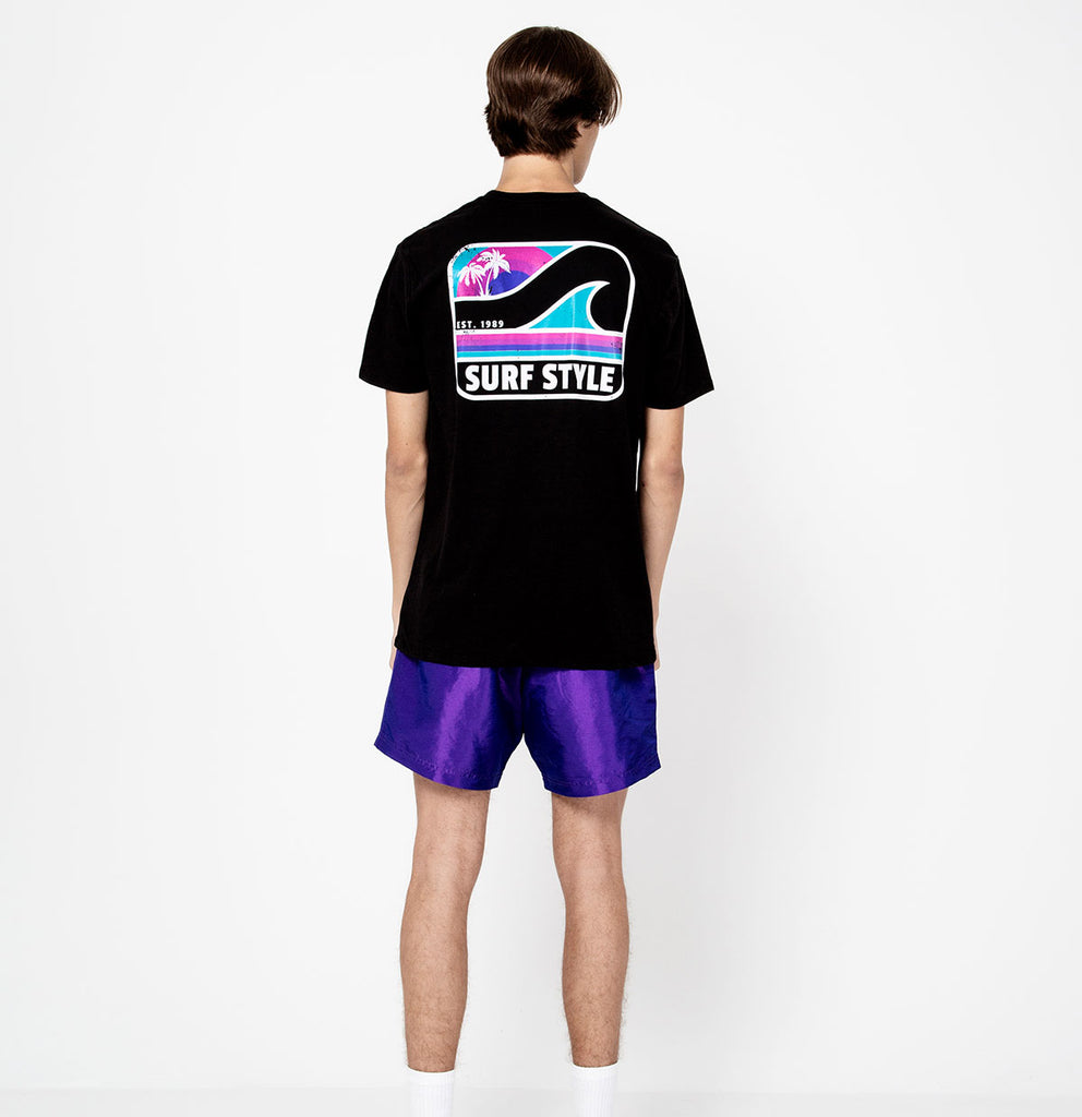 male back photo of the design for Surf Style Box Wave Logo Tee