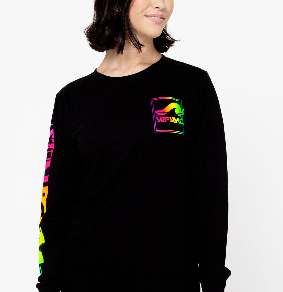 Surf Style T-Shirt Designs - Athletic Long Sleeve Neon Box Logo