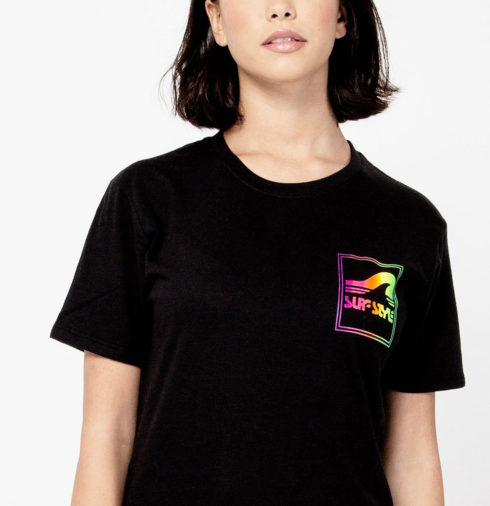 female front logo for the Surf Style Athletic Tee Neon Box Logo tee