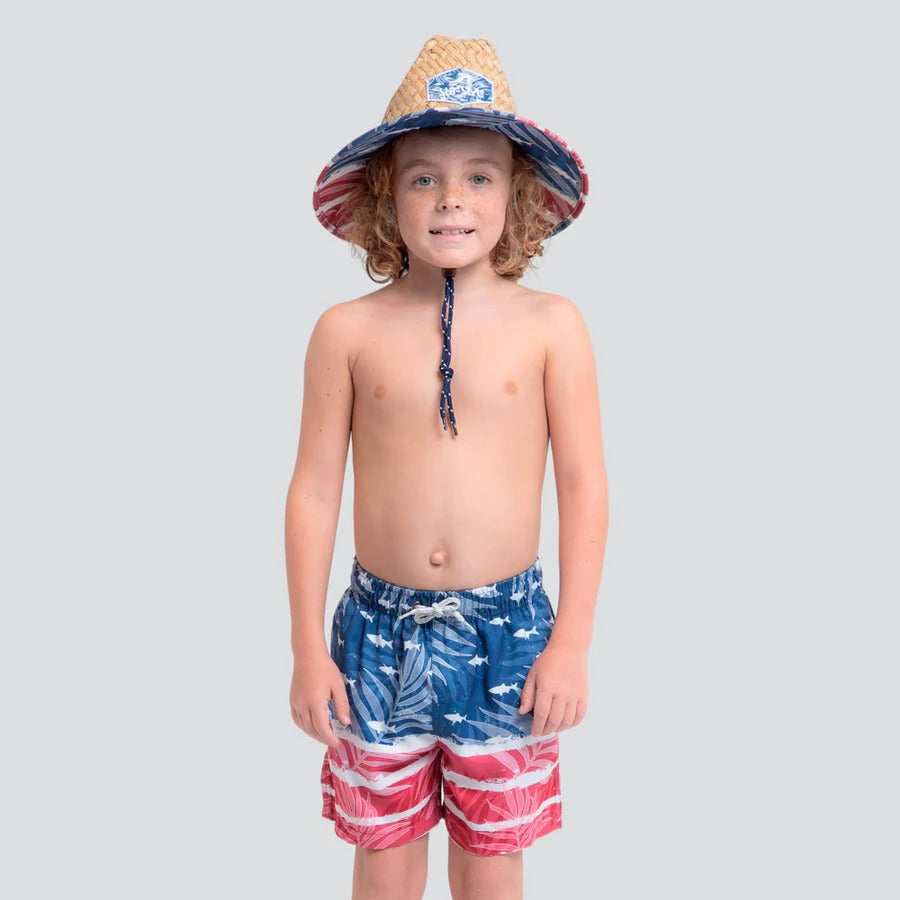 Boys' Patriotic Fish Volley Swim Short + Lifeguard Hat Set